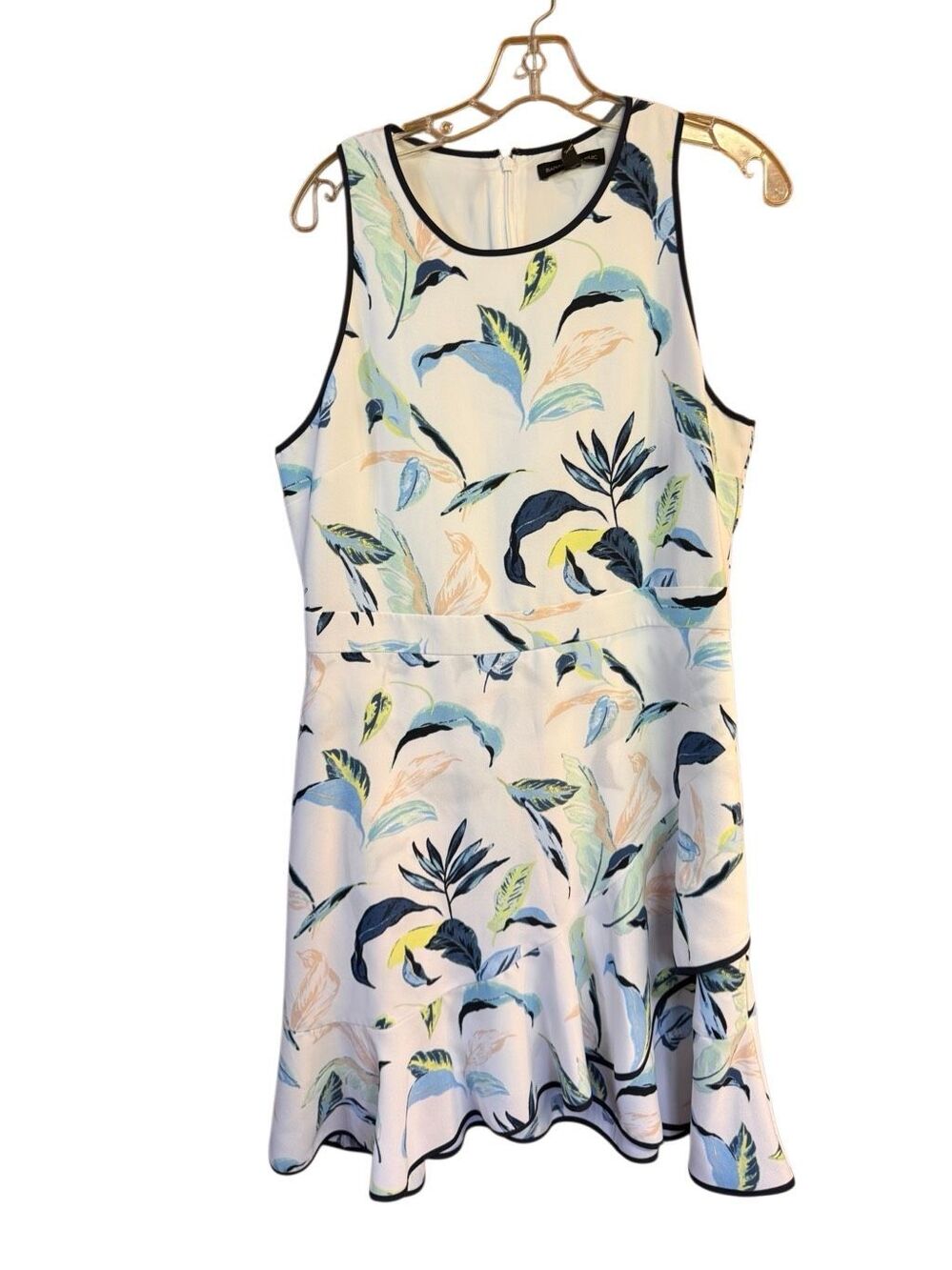 Banana Republic floral ruffle wrap dress sleeveless crew neck asymmetric ruffle